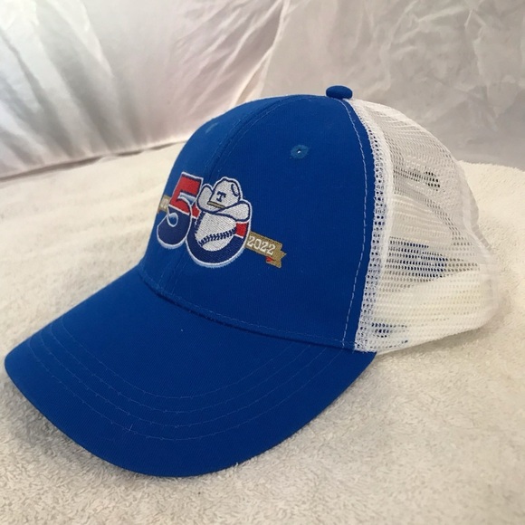 Idegy's Texas Rangers 50th Anniversary Adjustable Blue & White Baseball Cap - Picture 6 of 14